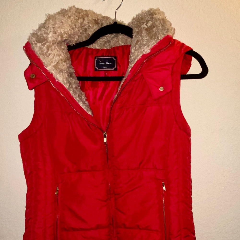 Red hooded vest